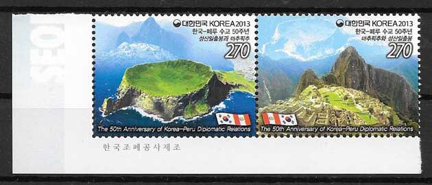 colección sellos Emisiones Conjunta Corea del Sur 2013