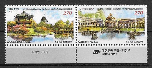 sellos colección Emsiones Conjuntas Corea del Sur 2013