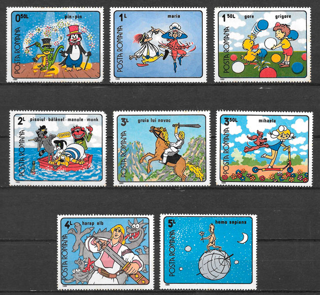 colección sellos disney Rumanía 1990