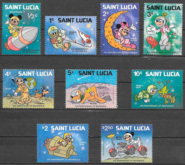 filatelia Disney Saint Lucia 1980