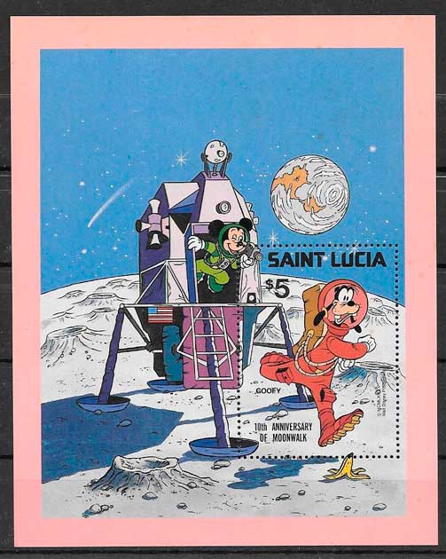 colección sellos Disney Saint Lucia 1980