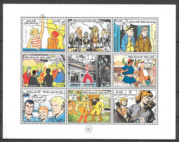colección sellos cómic Bélgica 1999