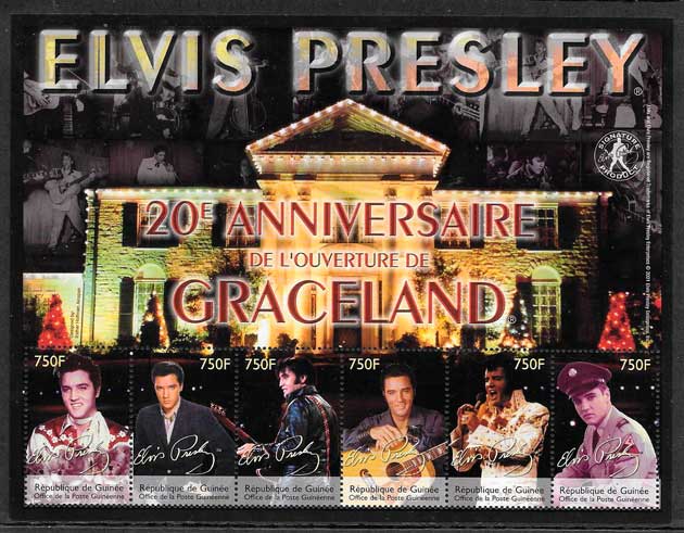 colección sellos cine Elvis Presley Gunea 2002