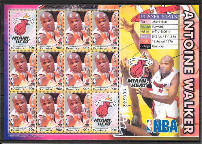 sellos colección NBA Dominica 2006