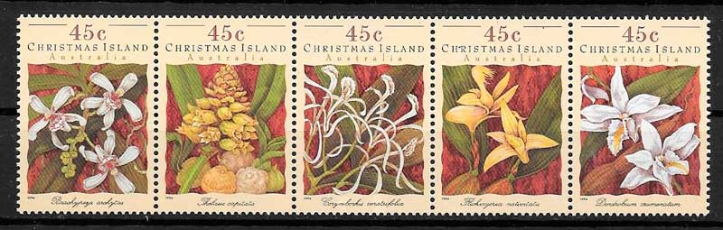 filatelia colección orquídeas Christmas Island 1994