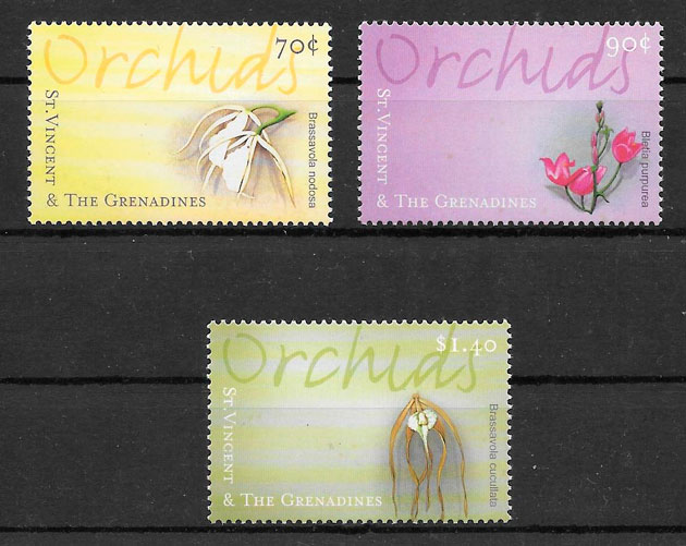 filatelia colección orquídeas San Vincent y Grenadinas 2000