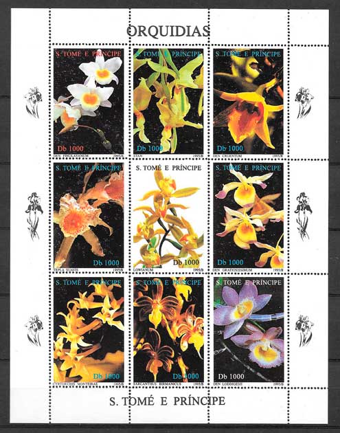 colección sellos orquídeas Santo Tome y Príncipe 1998