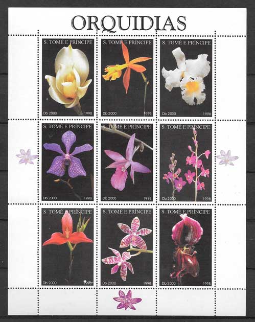 colección sellos orquídeas 1998 Santo Tome y Príncipe