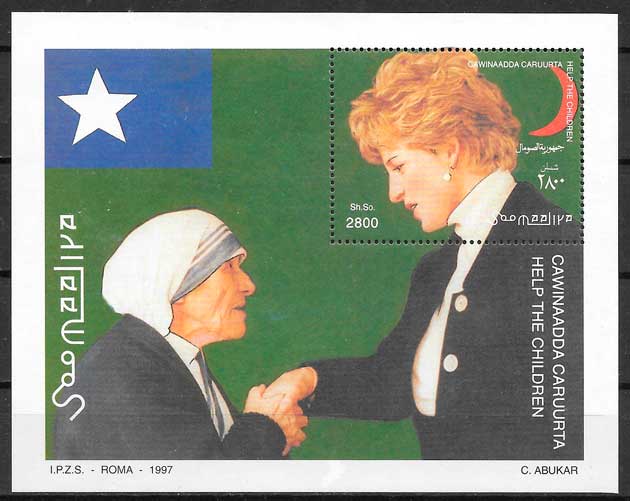 coleccion sellos Diana de Gales Somalia 1997