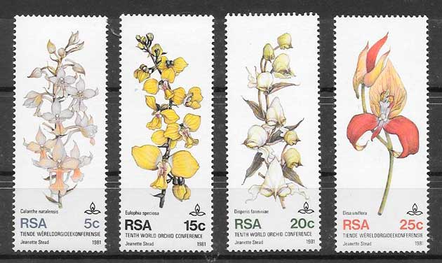 sellos orquídeas África del Sur 1981 