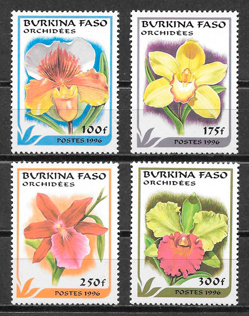 sellos orquídeas Burkina Faso 1996