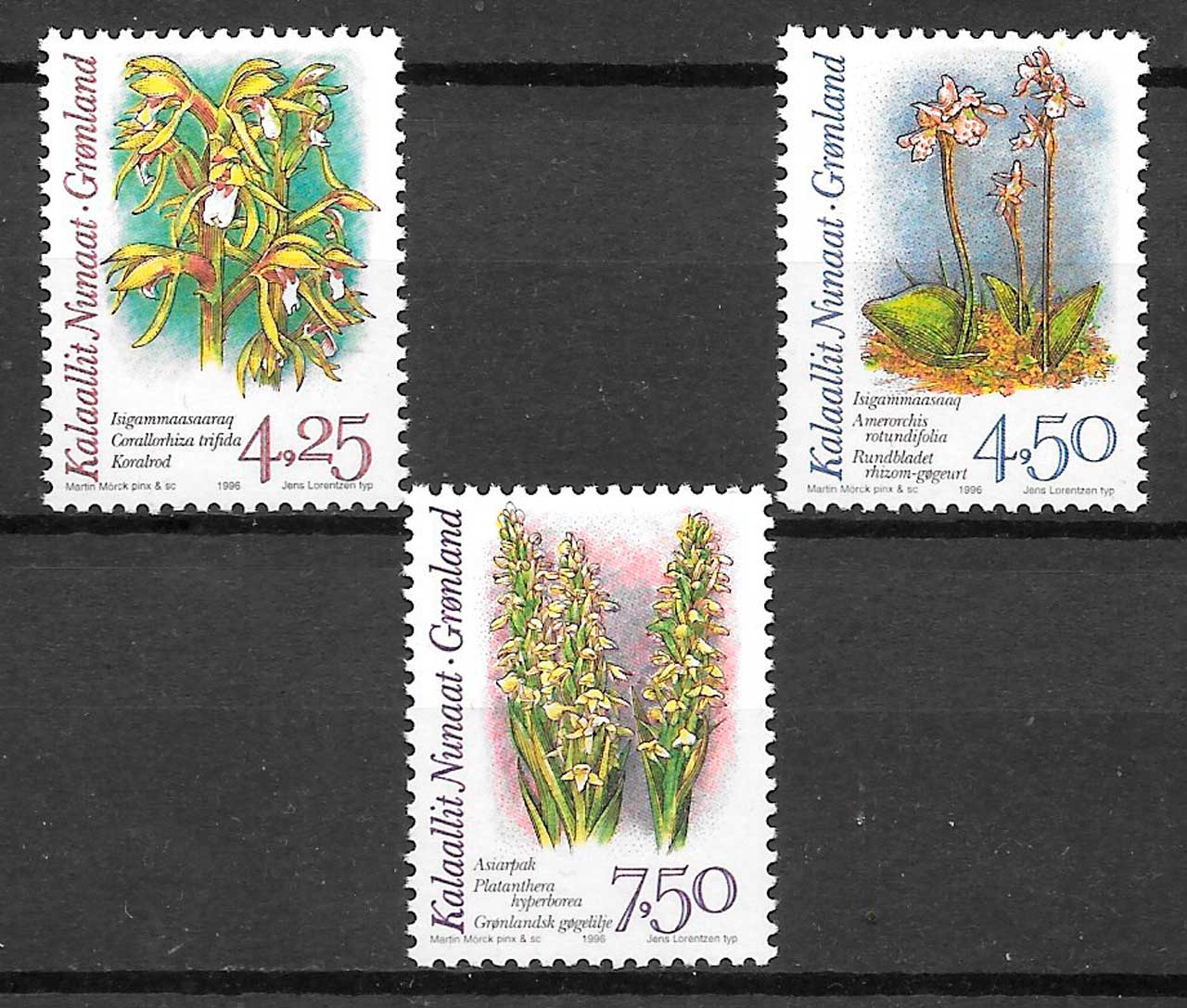 coleccion sellos orquideas Groenlandia 1996