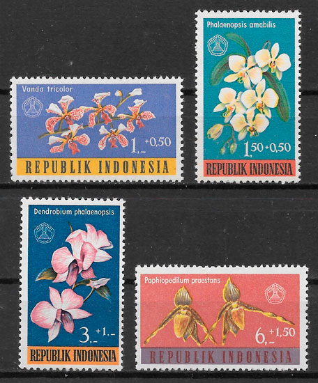 sellos orquídeas Indonesia 1962