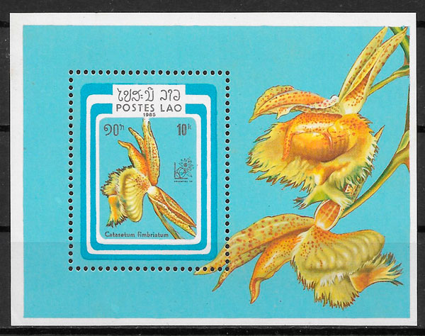 colección sellos orquídeas 1985 Laos