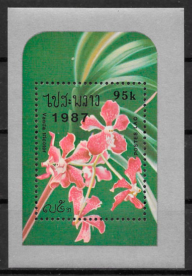 filatelia orquídeas Laos 1987