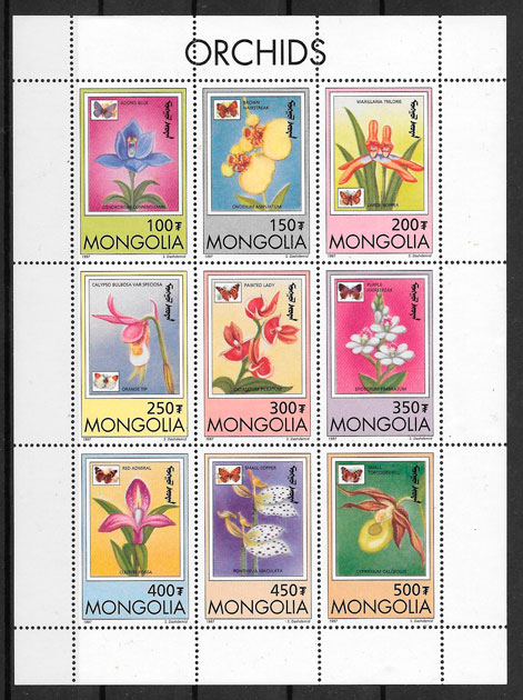 sellos orquídeas Mongolia 1995