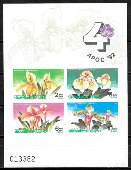 colección sellos orquídeas Tailandia 1992