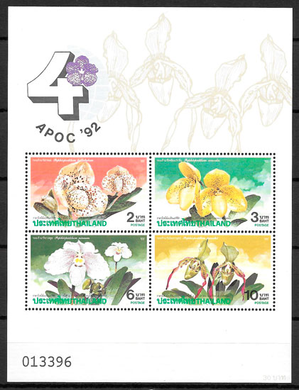 colección sellos orquídeas Tailandia 1992