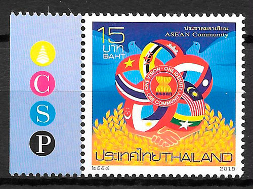 colección sellos emisiones conjunta Tailandia 2015