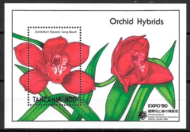 sellos orquideas Tanzania 1990