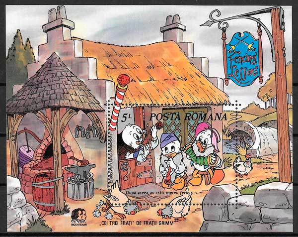 sellos Disney Rumania 1985