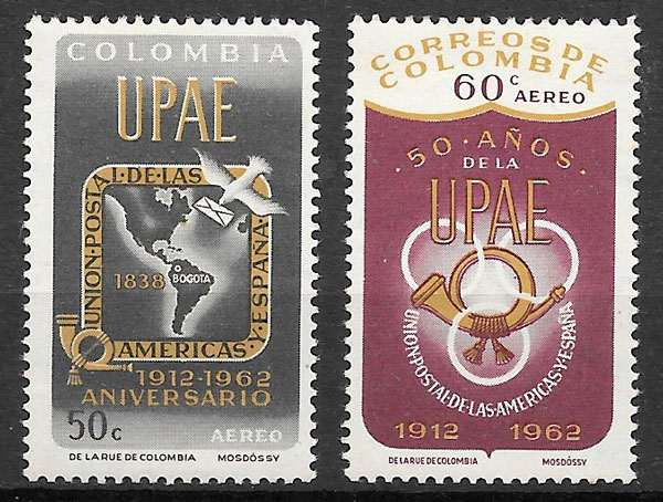 Filatelia colección UPAEP Colombia 1962