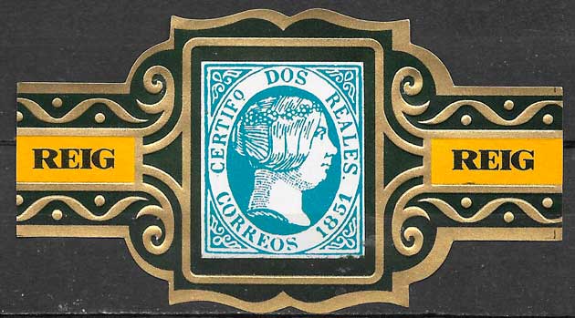 Vitolas tema sellos de España de la marca REIG. Serie Clásicos Españoles