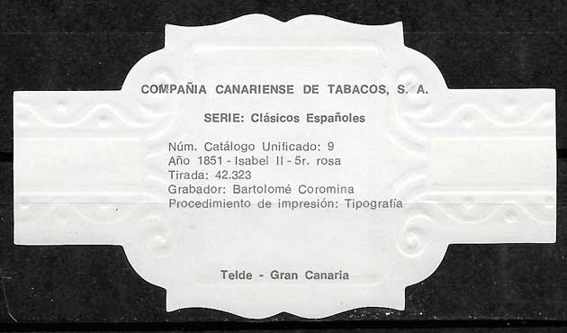Vitolas tema sellos de España de la marca REIG. Serie Clásicos Espanoles  I