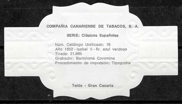 Vitolas tema sellos de España de la marca REIG. Serie Clásicos Espanoles  I