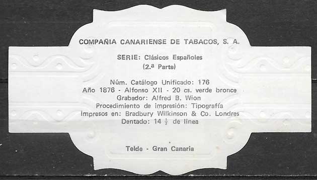 Vitolas tema sellos de España de la marca REIG. Serie Clásicos Espanoles  II